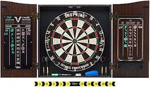 Viper by GLD Products Vault Deluxe Dartboard Cabinet with Shot King Sisal Dartboard and Illumiscore Scoreboard, Wood