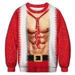 URVIP Unisex Crewneck Ugly Christmas Sweater Xmas Pullover Novelty Hoodies Sweatshirts Christmas Necktie BFT-006 L