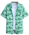 OM SAI LATEST CREATION Men's Shirts || Rayon Tropical Printed Shirts for Men || Hawaii Collar Summer Shirt for Men || Perfect for Outing | Beach | Vacation | Date Shirt for Boys. (XX-Large, Green)