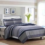 Nautica - Twin Quilt, Cotton Reversible Bedding, Home Decor for All Seasons (Adelson Blue, Twin)