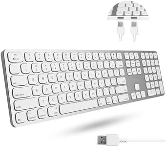 Macally Premium Wired Mac Keyboard with Number Keypad and 2 Port Hub - Compatible Apple Keyboard Wired - Extended USB Keyboard for Mac Mini/Pro, iMac, MacBook Pro / Air (Silver Aluminum)