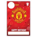 Manchester United Football Club Birthday Card. Comes with Stickers to Personalise your Age and Name, Red