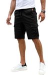 Elegancity Mens Cargo Shorts Utility Work Combat Shorts Casual Cotton Elastic Waist Summer Jogging Pants with Multi-Pocket (Black, S)