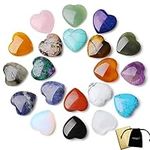 XIANNVXI 20 Pcs Healing Crystals Heart Gemstones Natural Healing Crystal Gifts Love Palm Stones Reiki Chakra Crystals,Presents for Mum,Mummy Gifts