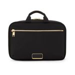 TUMI - Voyageur Madeline Cosmetic Bag - Women's Travel Makeup Toiletry Case, Lightweight with Zip Pockets and Metal Hanger - Medium, Black with Gold Hardware