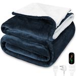 MYCARBON Heated Blanket 160 * 180cm, Soft Flannel Sherpa Electric Heated Throw Blanket Fleece Overblanket with 9h Timer, 9 Heat Settings, Machine Washable, Overheat Protection [New Upgraded]