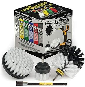 Drillbrush Car Washing & Detailing Power Brush Kit with Long-Reach Removable Extension. Includes Three Different Size Replaceable Soft White Scrubber Brushes. All Purpose Automotive Soft-White