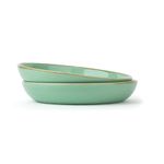 Shay Ceramic Pasta Bowl Set, 22cm, 2 Pieces, Mint Speckle | Glossy Finish | Stoneware Ceramic Serving Bowls | Pasta Plate | Deep Plate | Pasta Serving Plate (Pasta Plate - Mint Speckle)