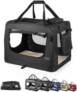 lionto Caisse de Transport Pliable pour Chien & Chat, 50x34x36 cm, Tissu Oxford Robuste + poignées & Couverture, pour Animaux Jusqu’à 10 kg, Caisse pour Petits & Grands, Noir