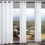 96 Inch Curtains 2 Panels Set for Bedroom Closet Door Grommet Semi Sheer Privacy Light Filtering Farmhouse Linen Floor Length Curtains & Drapes for Living Room Window 8 Foot Long Sliding Glass White