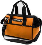 TOPXUAN 16 Inch Orange Tool Bag, Waterproof Wide Mouth with Shoulder Strap, Small Pockets for Carpenter Electrician Construction Gardening Tools Organizer