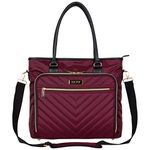 Kenneth Cole REACTION Womens Chelsea Quilted Chevron 15" Laptop & Tablet Business Tote With Removeable Shoulder Strap, Wine
