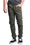 G-Style USA Scrunch Stacked Biker Twill Jogger Pants JG882 - OLIVE - 2X-Large - K1A