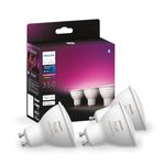 Philips Hue White & Colour Ambiance Smart Spotlight 3 Pack LED [GU10 Spotlight] - 350 Lumens (50W Equivalent). Works with Alexa, Google Assistant and Apple Homekit, 929001953115