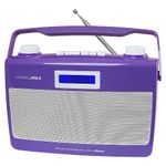 HANNLOMAX HX-500R Portable AM/FM Radio, Bluetooth, USB Port for MP3 Playback, Aux-in, AC/DC dual power source. (Purple)