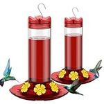 MrCrafts Double Hummingbird Feeders for Outdoors Hanging, 13.5oz*2 Humming Bird Feeder Including Two Colors of Flowers & Hanging Hook, Hummingbird Gifts for Gardening Lovers…