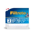 Filtrete 20x20x1 Furnace Air Filter MPR 1900 MERV 13, Healthy Living Ultimate Allergen, 2-Pack (exact dimensions 19.69 x 19.69 x 0.78)