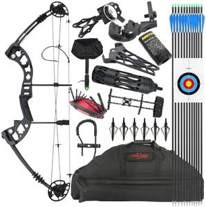 Compound Bow Kit for Adult and Beginner,Hunting Bow Archery Set with Alll Accessory,Draw Weight 30-55 Lbs, Right & Left Hand for Hunting Fishing Target Shooting (Left handed, Black)