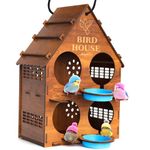 Signamio Upgraded Wooden Bird House with 4 Bird Space Option and Water Feeder - Large Bird Nest for Outdoor Use, Durable Birds Nest Home, Ideal for Birdwatching Enthusiasts