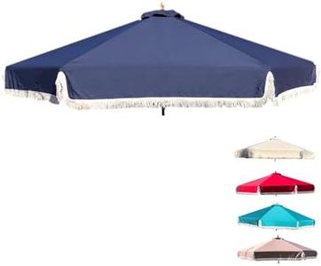Formosa Covers 9ft 6 Ribs Replacement Umbrella Canopy w/Fringe Valance for Outdoor Decor, Entertainment and Poolside (CANOPY ONLY) (Navy)