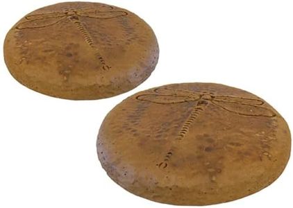 BestNest Athens Round Dragonfly Stepping Stones, Autumn Wheat, Pack of 2