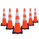 Traffic Cone PVC cm 28" Slim with 2 Reflective Strips | Highly Visible Safety Cone for Road Traffic Control and Construction Sites (10Pcs)