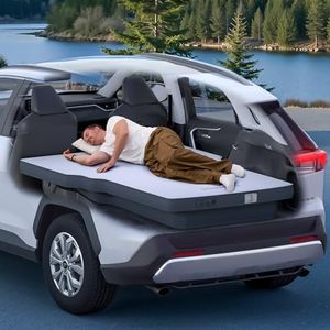 AutoLevel Toyota Rav4 TPU Backseat Foam Mattress, 4 inches Foam Camping Mattress & Slope-Cancel Layer, Inflatable SUV Car Bed with Portable Built-in Rechargeable Pump for Road Trip Sleeping
