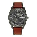 Fossil Men's Machine Stainless Steel Quartz Watch, Smoke, Amber, One Size, Machine Three-Hand Date Leather Watch - FS5900