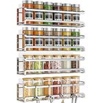 Bunoxea Spice Rack wall mounted 4 Pack, Space-Saving Spice Organizer for Spice Jars and Seasonings,Screw or Adhesive Hanging Spice Rack Organizer for Your Kitchen Cabinet,or Pantry Door,Chrome