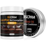 BSCPAM Leather Recoloring Balm - Mink Oil, Leather Restore Cream and Leather Repair Kit for Restoration Furniture, Couches, Leather Restore Kit for Worn Out, Color Fading, Scratches White