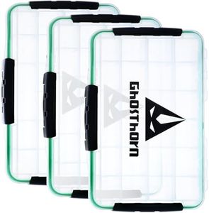 Ghosthorn Fishing Tackle Box, Waterproof 3600 and 3700 Tackle Trays, Plastic Tackle Box Organizer with Removable Dividers Storage Lure Box for Lures 3 Packs (3700 * 3)