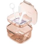 Retainer Case, Retainer Cleaner Case, Unique Denture Bath with Drain Tray, Suitable for Dentures, Denture Bridges, Partial Dentures, Traditional Braces, Etc. (Orange)