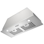 Hermitlux 30 inch Built-in/Insert Range Hood, 600 CFM 3 Speed Vent Hood, Ducted/Ductless Convertible, Stainless Steel with Bright LED Light, Baffle Filters and Charcoal Filters