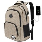 School Backpack,Laptop Bookbag with 15.6 inch Compartment for Men and Women,Beige