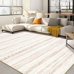 Nakagishi Area Rug Living Room Rugs: 9x12 Large Soft Machine Washable Boho Moroccan Farmhouse Neutral Stain Resistant Indoor Floor Carpet for Bedroom Under Dining Table Home Office - Cream Brown