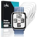 LϟK 6 Pack Screen Protector for Apple Watch 44mm Series 6 5 4 SE - HD Clear Case Friendly Bubble Free No Lifted Edges Not Wet Application Flexible TPU Soft Film - iWatch 44mm Series 6 5 4 SE - Clear