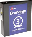 Avery Economy View 3 Ring Binders, 3" Round Rings, 12 Black Binders (05740)