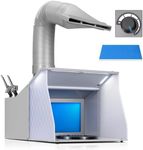 VIVOHOME Dual Fans Portable Airbrush Paint Spray Booth Kit with 4 LED Lights CRI 95, Spray Gun Racks, Turn Table and Filter Hose Airbrush Booth for Painting Model Craft