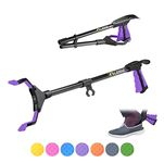 LZZAZ 32" Premium Litter Picker with Shoehorn, Versatile Reacher Grabber Stick for Disabled aids, Ideal for Mobility Aids, Helping Hand Grabber & Litter Pickers for Adults (32" Purple)