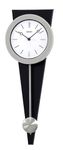 Seiko Wall Pendulum Clock Silver-Tone Case on Black Solid Wood Base