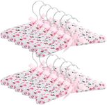 12 Pack Satin Padded Baby Hangers for Closet, Nursery, Baby Clothes, Pink Floral Design (9.5 in)