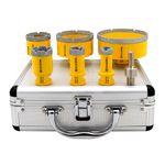 HIGHDRIL Diamond Drill Bits Kit with 5/8-11 for Porcelain Tile Ceramic Marble Brick Concrete Vacuum Brazed Hole Saw(20/25/35/50/75/100mm)
