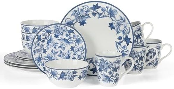 Martha Stewart Goodale Vintage Blue Stoneware 16 Piece Dinnerware Set