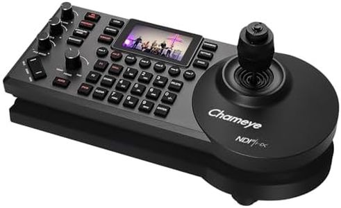 Chameye PTZ Camera Controller PoE 4D Joystick Camera Control with 3-inch LCD Screen for Church Worship Live Streaming Network Keyboard, E300 Black (NDI Upgradeable)