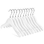 Nature Smile Kids Baby Children Toddler Wooden Shirt Coat Hangers with Notches and Anti-Rust Chrome Hook Pack of 10 (White)