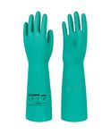 LANON Nitrile Chemical Resistant Gloves, Reusable Heavy Duty Safety Work Gloves, Acid, Alkali and Oil Protection, 18" Length, Non-Slip, X Large (XL/10)