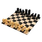 1966 Lanier Graham Chess Pieces Set in Ebonised Box & Ebony Wood Board-2.7" King…