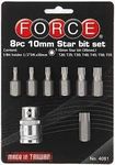 Force 4081 1 2-inch Square Drive Star Torx BIT -Set of 8 Pieces, Alloy Steel