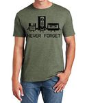 Never Forget Funny T Shirt for Men, Audio Cassette Adult Humor Mens Graphic Novelty Sarcastic T-Shirt, Green Heather, Large