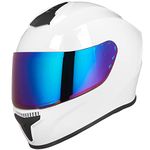 AUBOA Full Face Motorcycle Helmets for Adults Men and Women DOT Approved Street Bike Racing Helmet with Tinted Visor Modle MD-813 (White, XL)